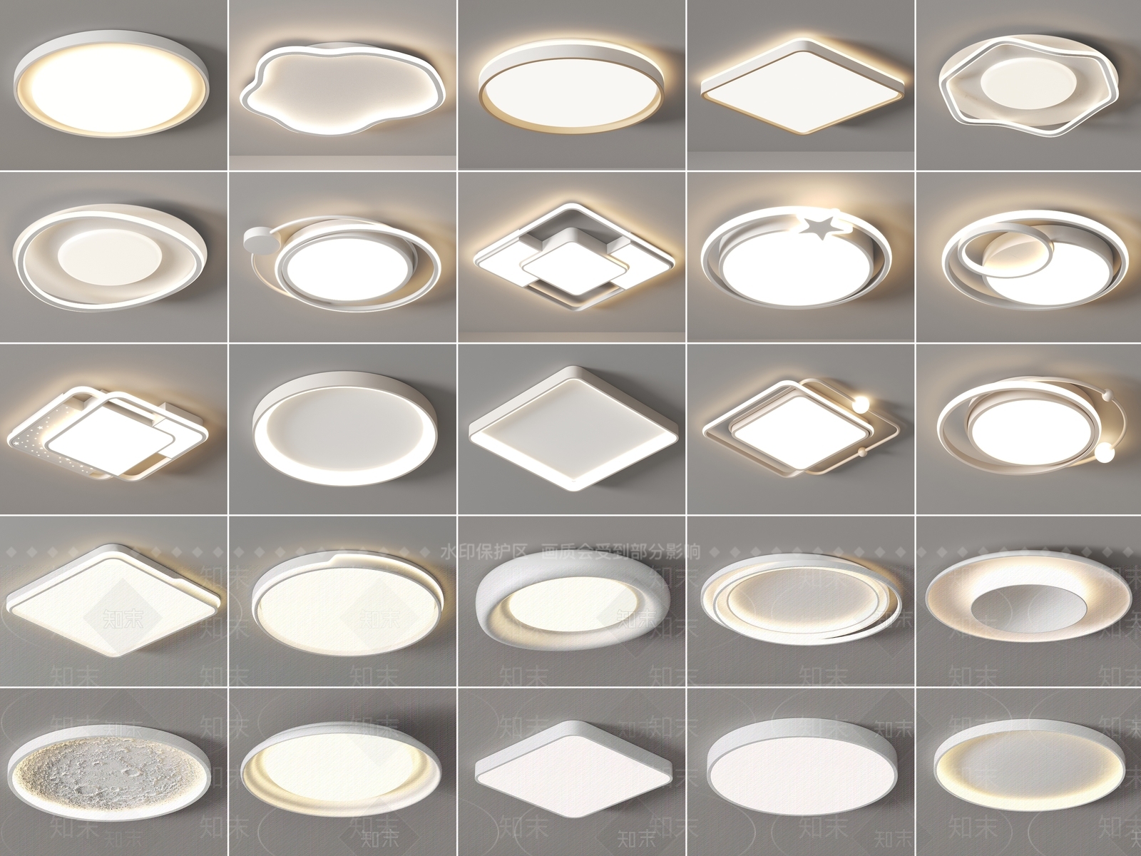 现代吸顶灯3D模型下载【ID:1156089980】