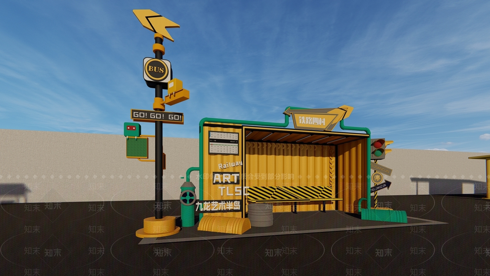 工业集装箱式公交车站SU模型下载【ID:1156096545】