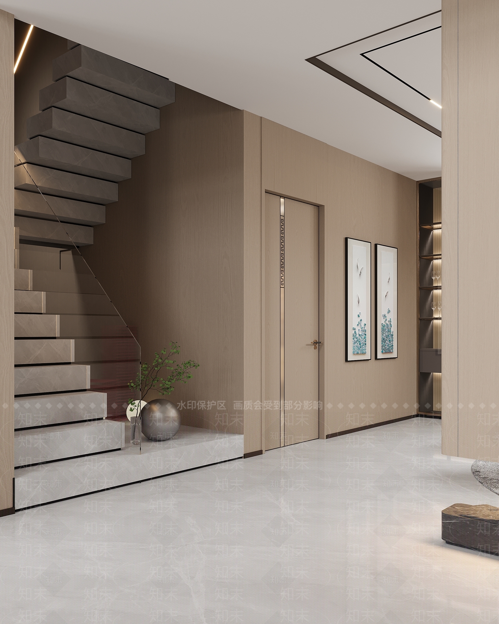 现代楼梯间3D模型下载【ID:1156096778】