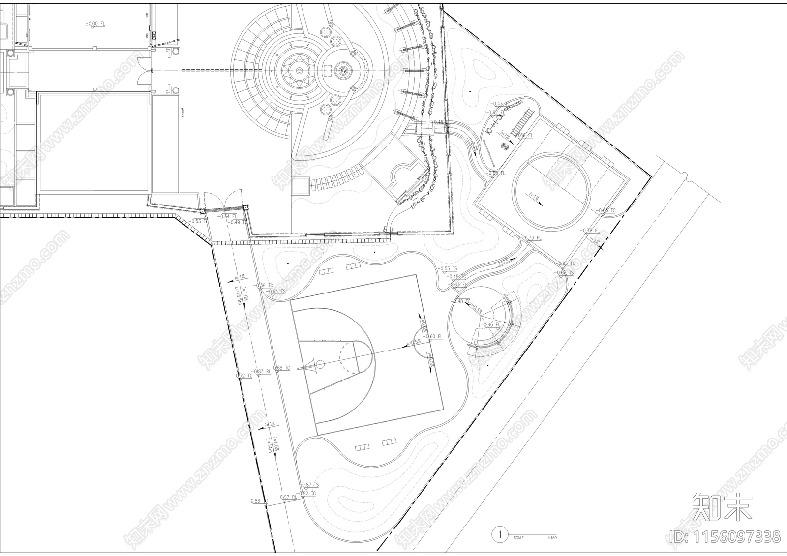 现代田园自建私家别墅花园园cad施工图下载【ID:1156097338】