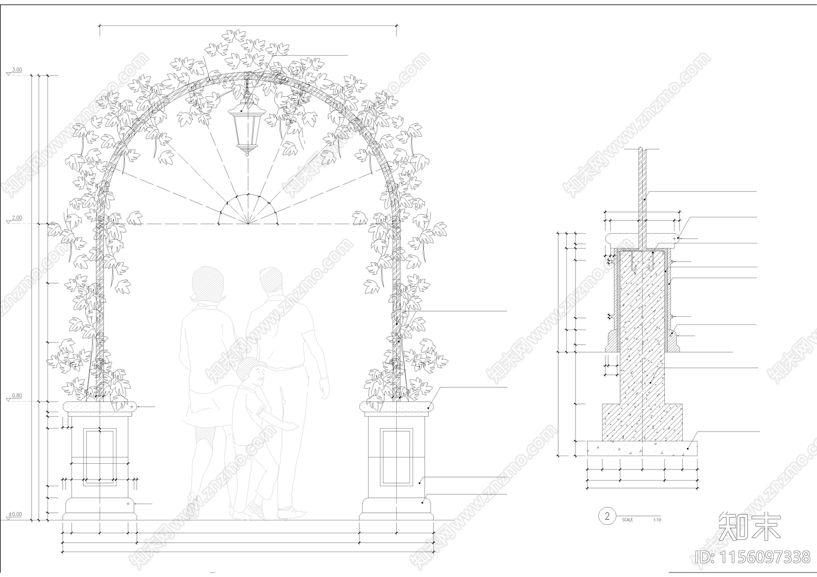 现代田园自建私家别墅花园园cad施工图下载【ID:1156097338】