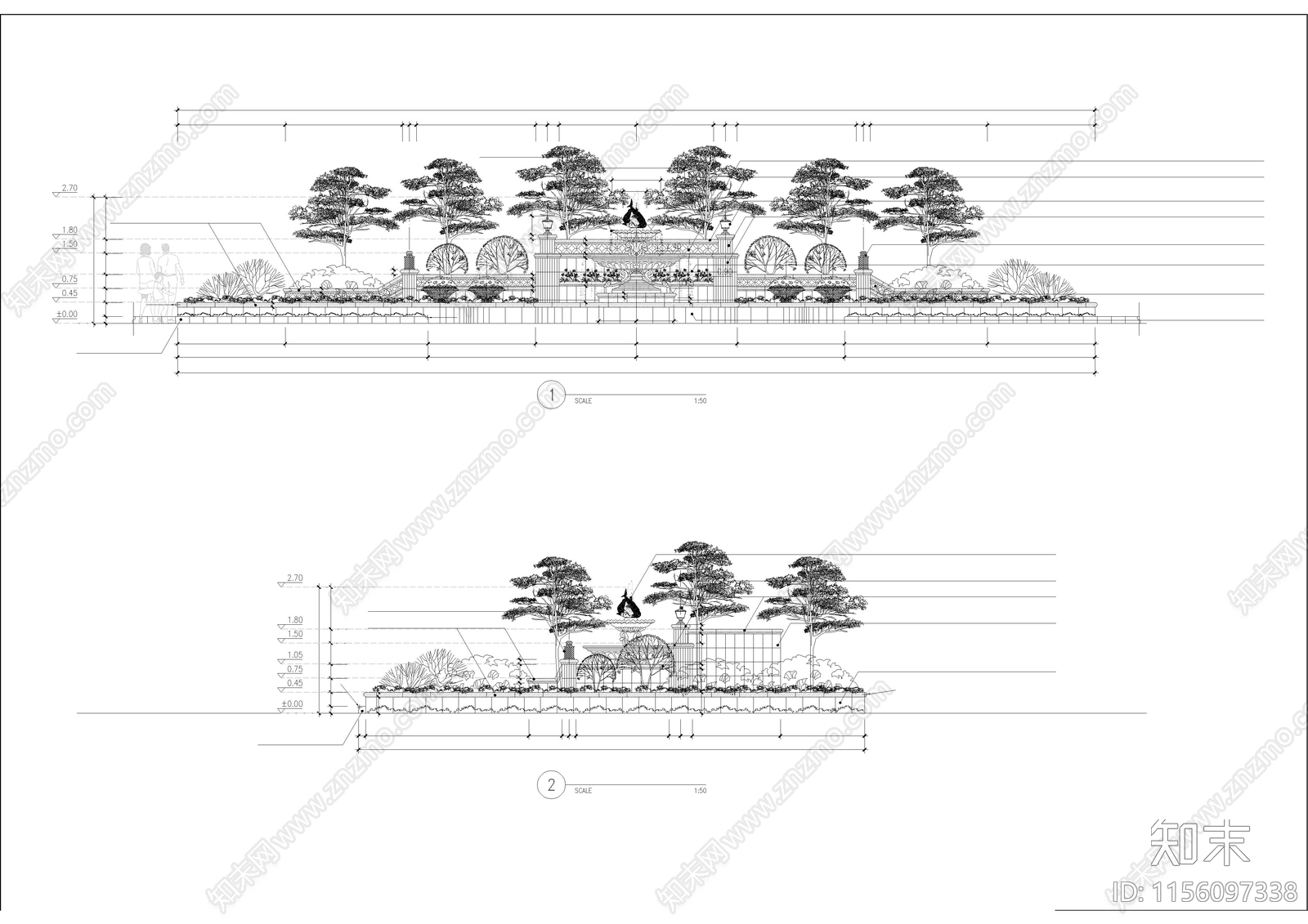 现代田园自建私家别墅花园园cad施工图下载【ID:1156097338】