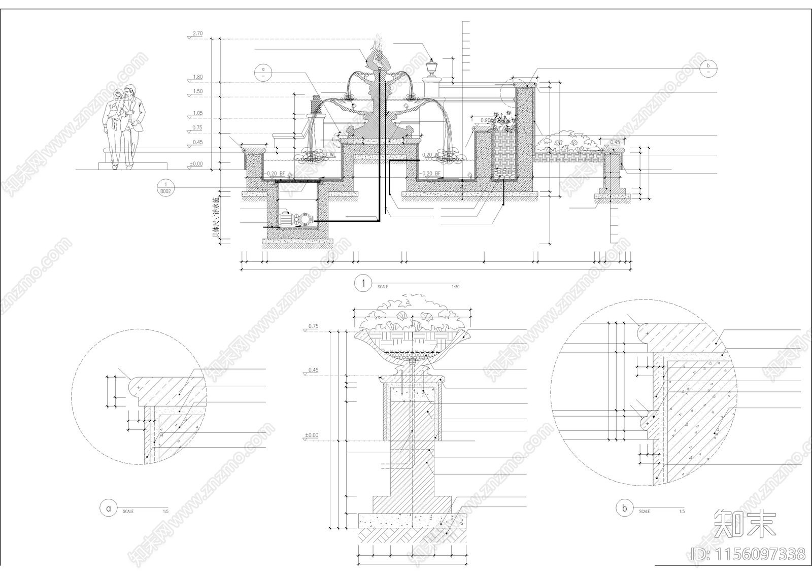 现代田园自建私家别墅花园园cad施工图下载【ID:1156097338】