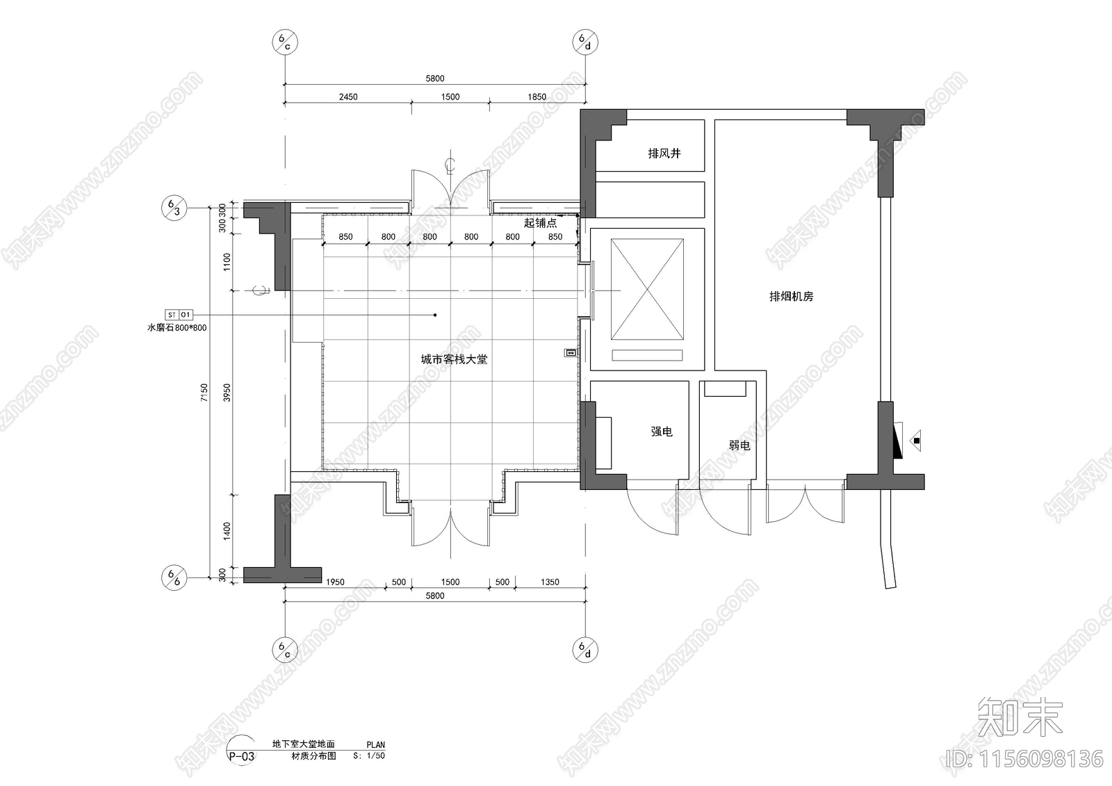 地下室大堂平立面cad施工图下载【ID:1156098136】