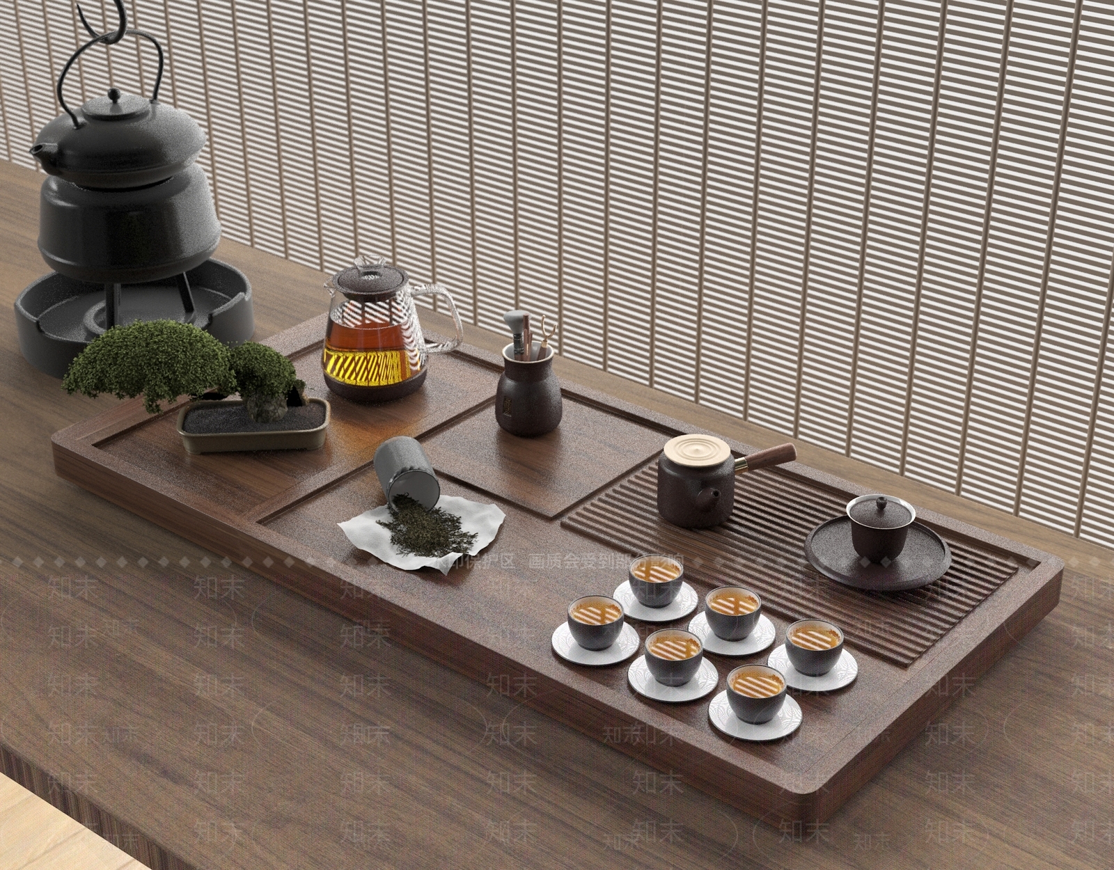 中式茶具3D模型下载【ID:1156098235】
