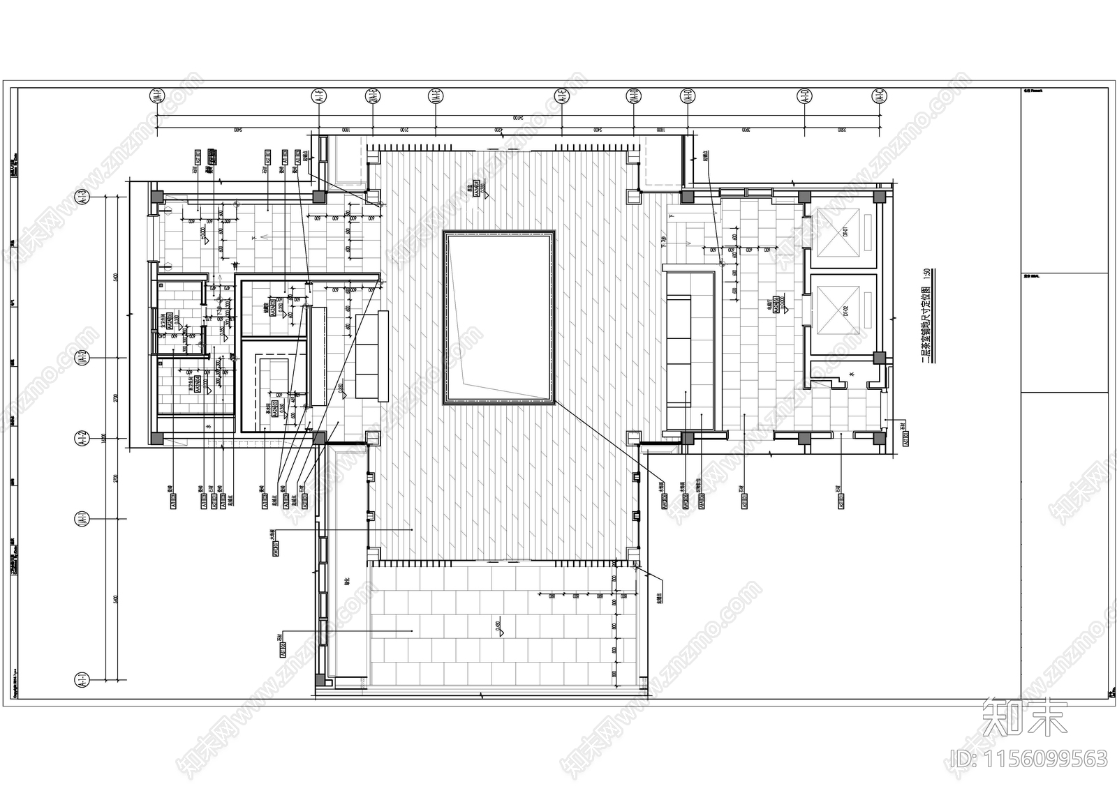 精品茶楼cad施工图下载【ID:1156099563】