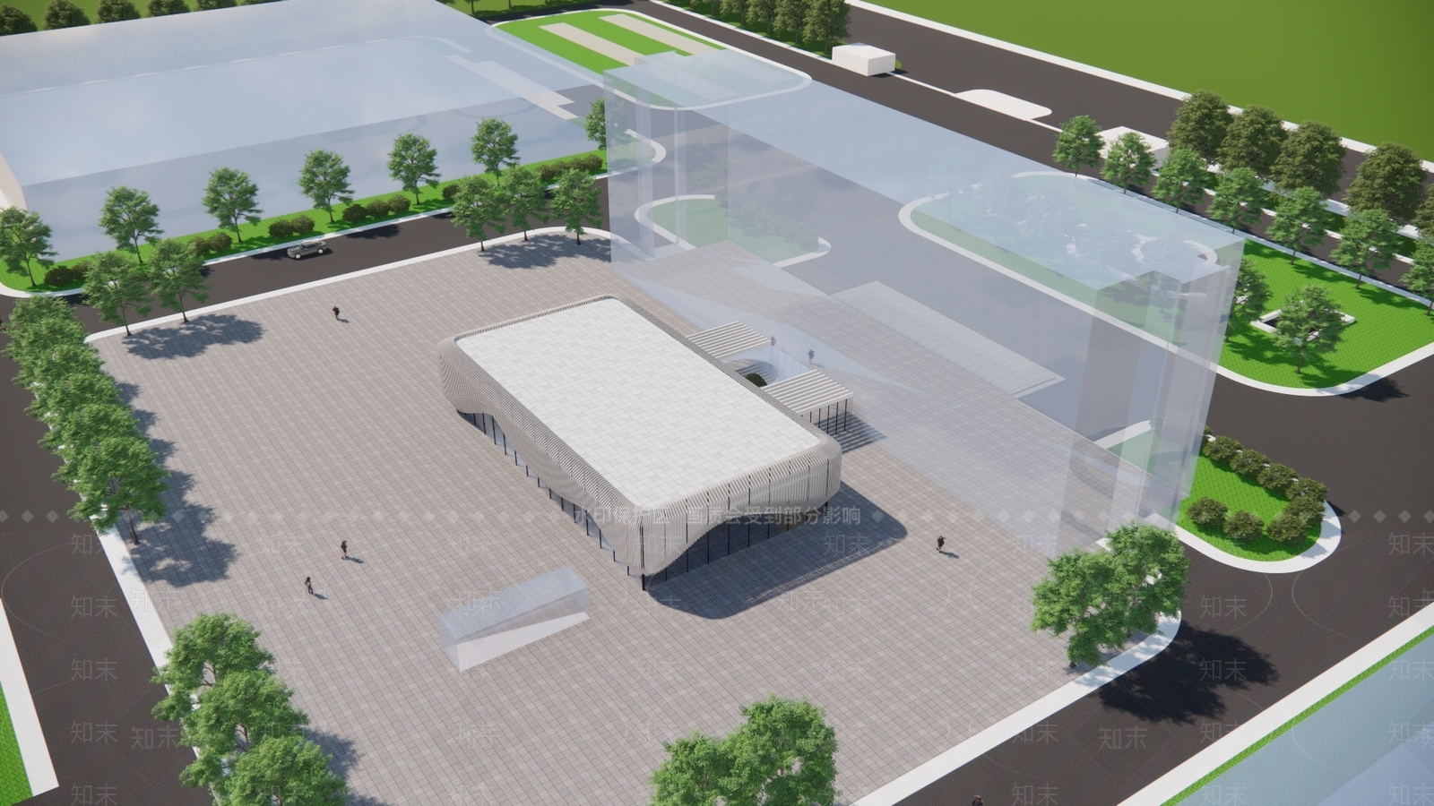 现代表皮展览馆建筑SU模型下载【ID:1156103993】