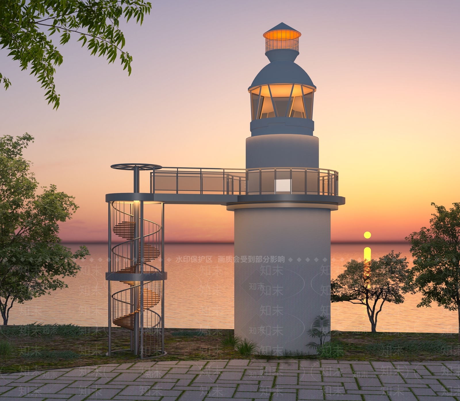 现代灯塔3D模型下载【ID:1156105686】