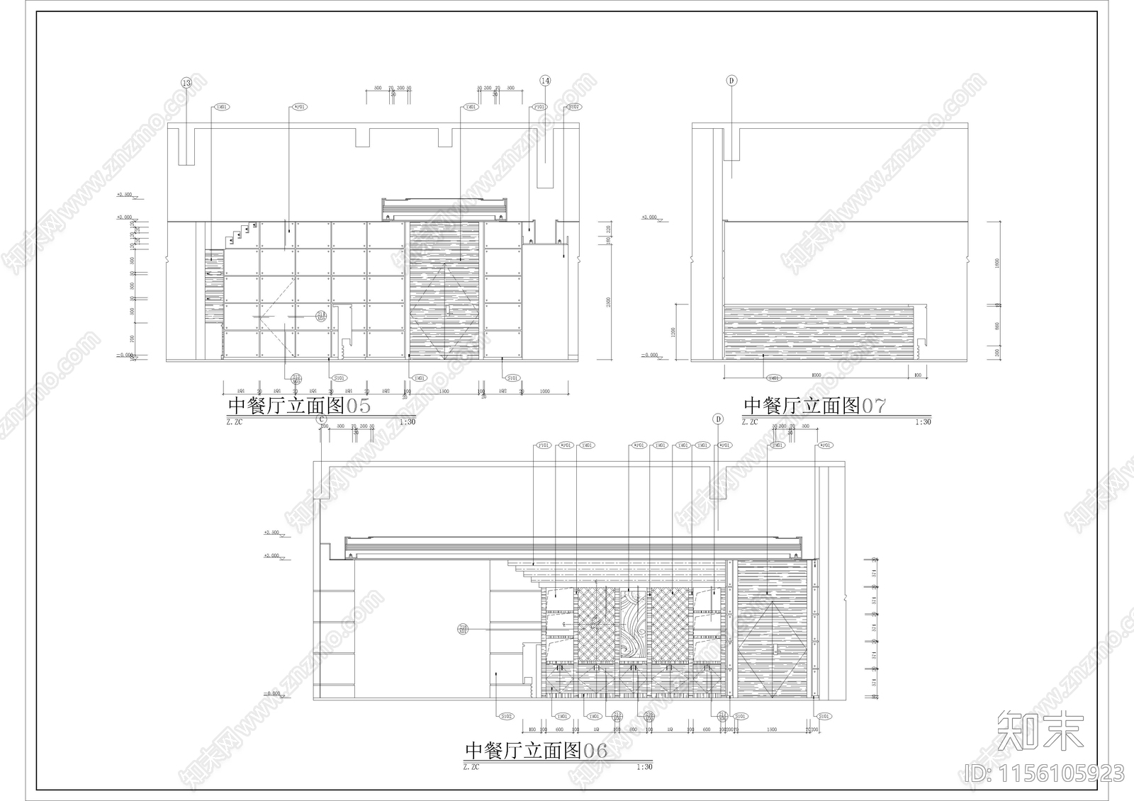 1050㎡中餐厅餐饮空间cad施工图下载【ID:1156105923】