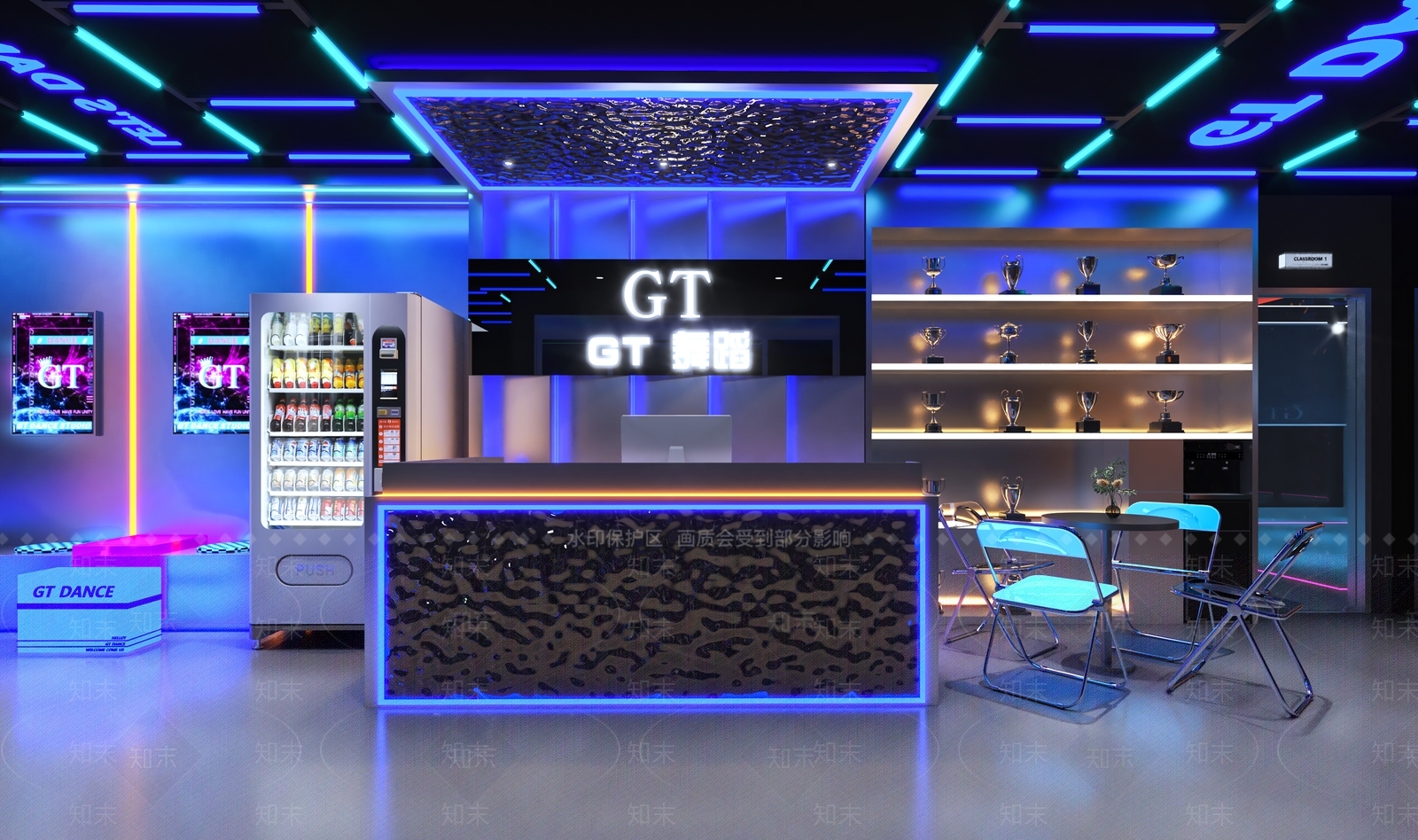 现代科技感舞蹈教室3D模型下载【ID:1156113237】