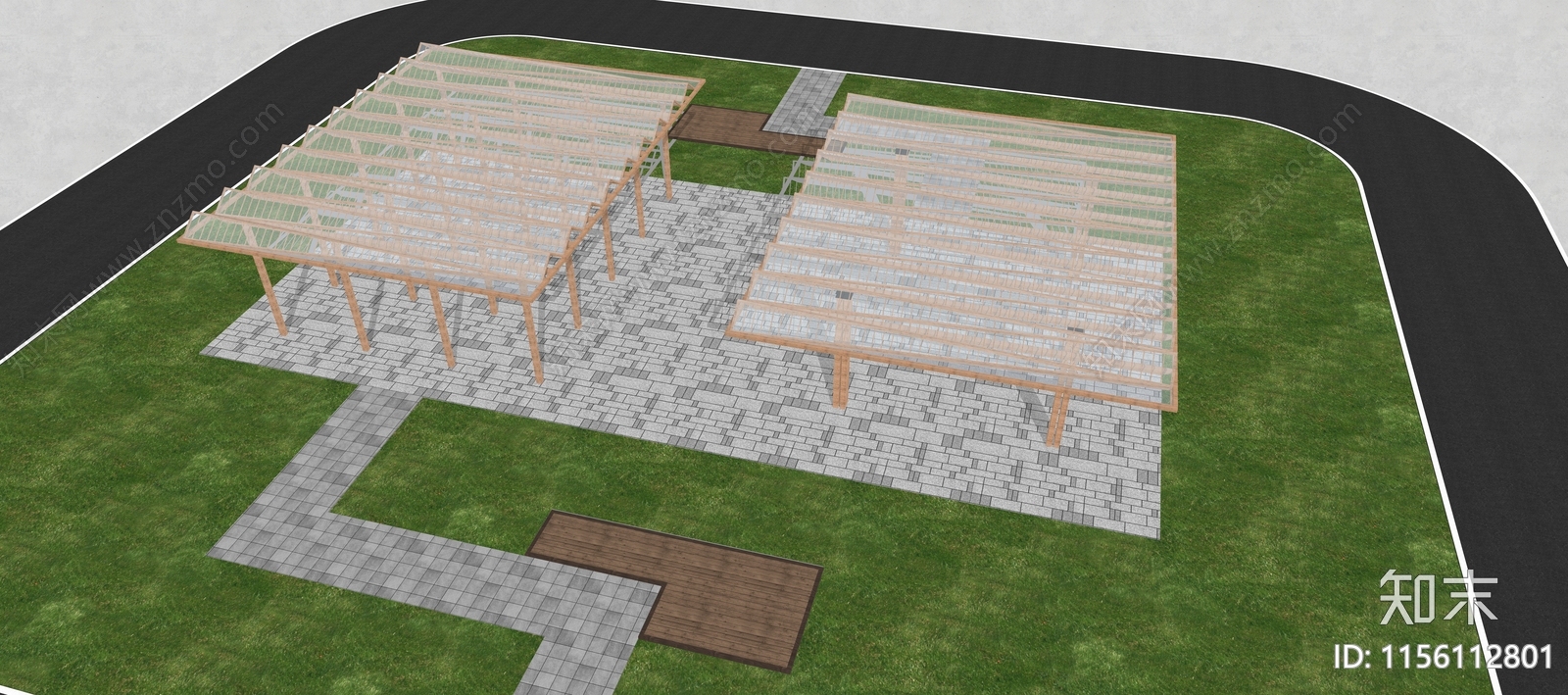 现代景观廊架SU模型下载【ID:1156112801】