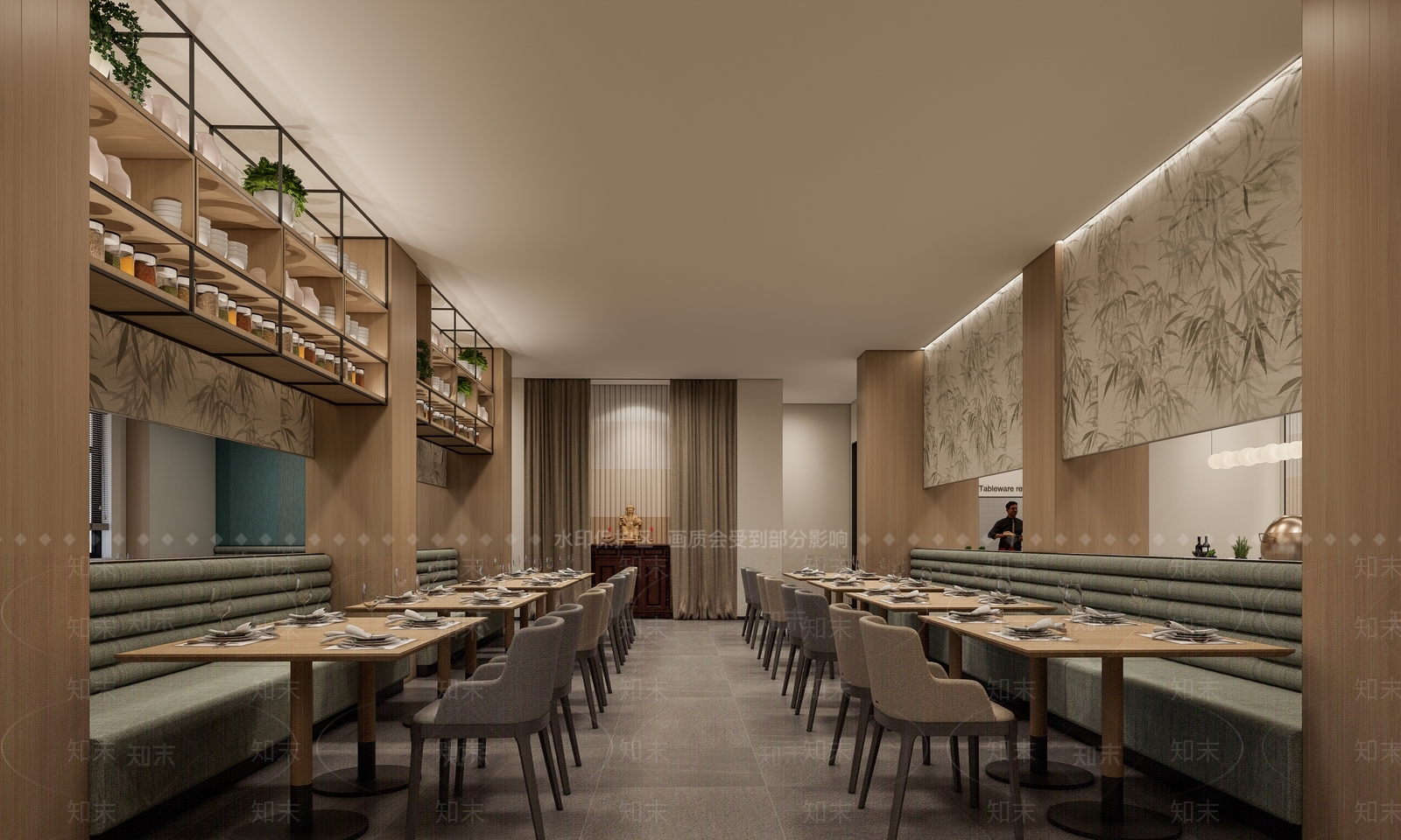 现代自助餐厅就餐区SU模型下载【ID:1156115119】