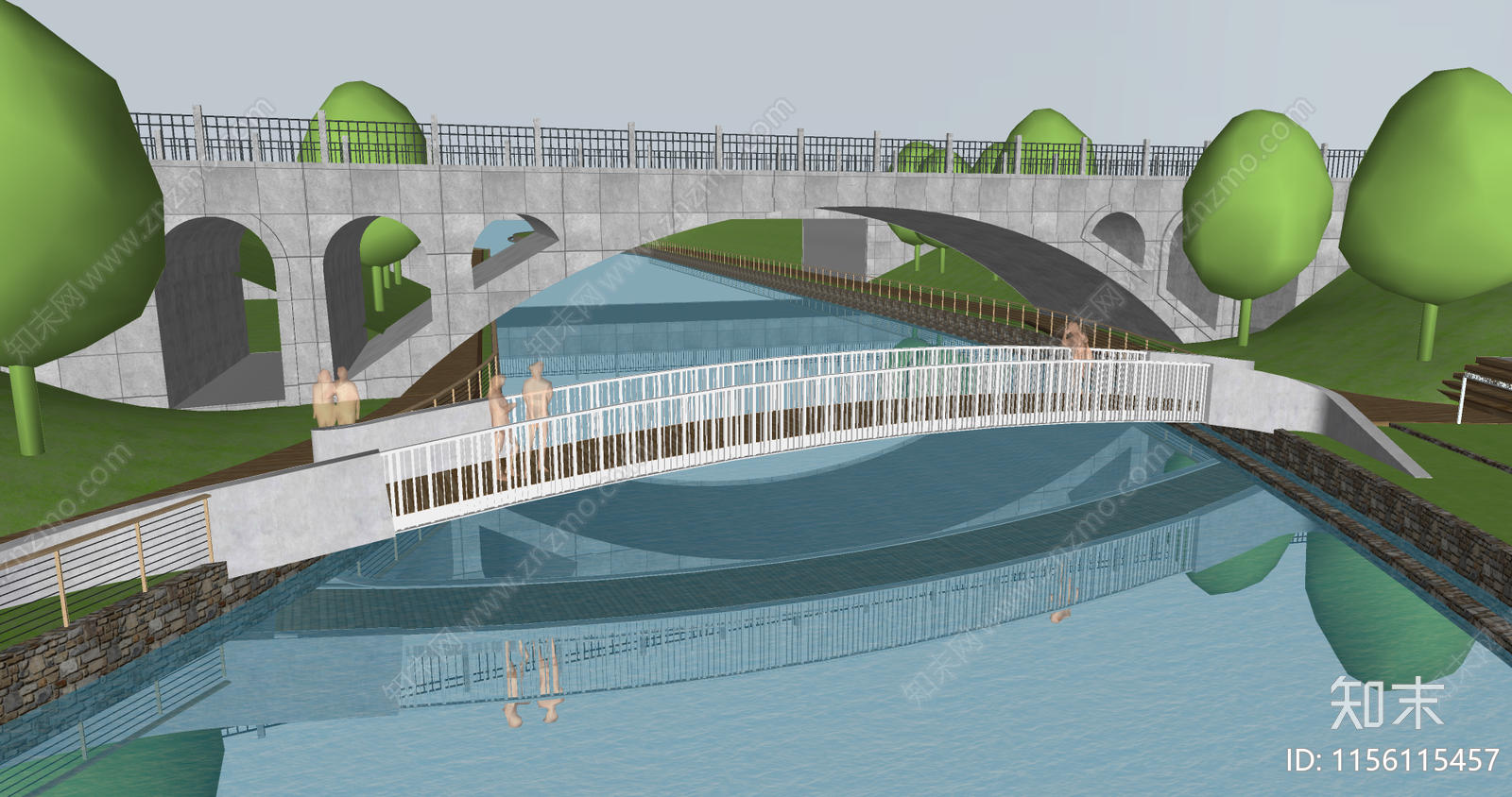现代景观桥梁SU模型下载【ID:1156115457】
