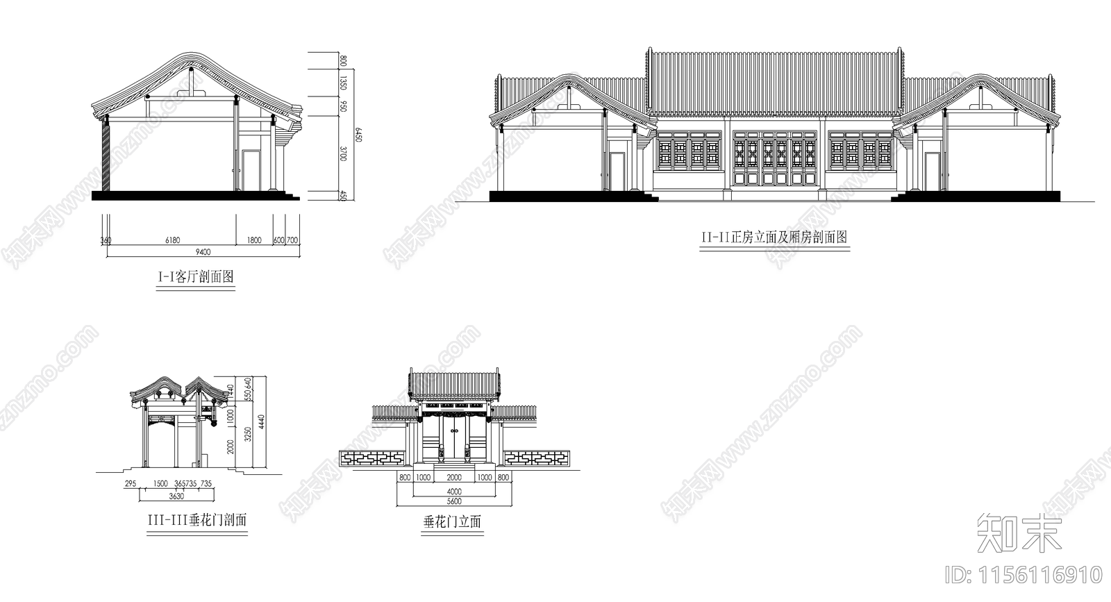 经典四合院cad施工图下载【ID:1156116910】