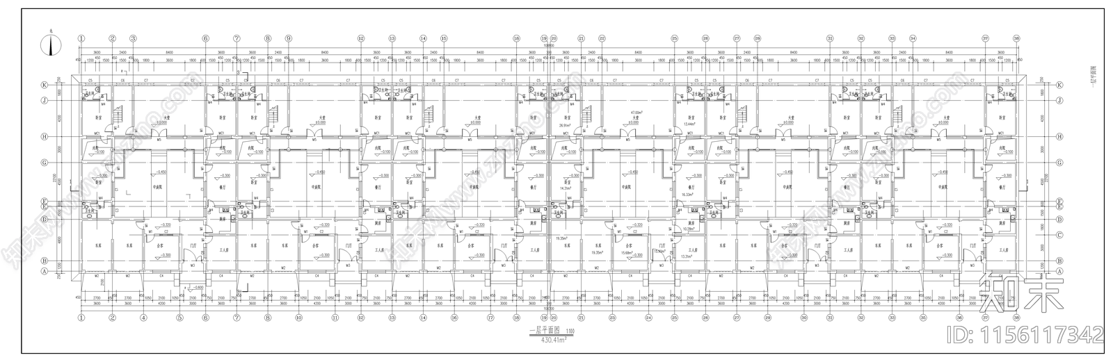 四合院建施图cad施工图下载【ID:1156117342】