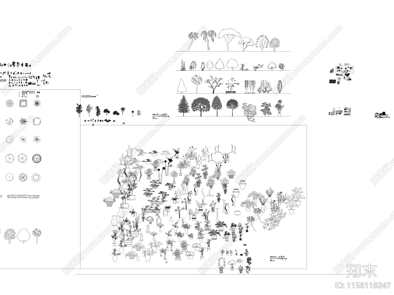 现代园林常用素材综合图库大全施工图下载【ID:1156118247】