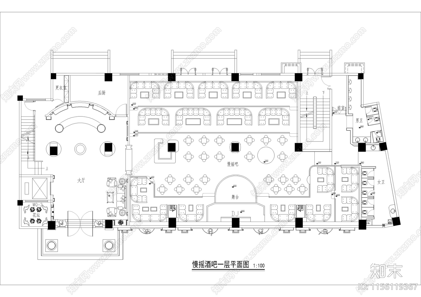 某酒吧cad施工图下载【ID:1156119367】