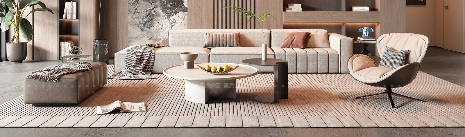 现代沙发茶几组合3D模型下载【ID:1156119938】