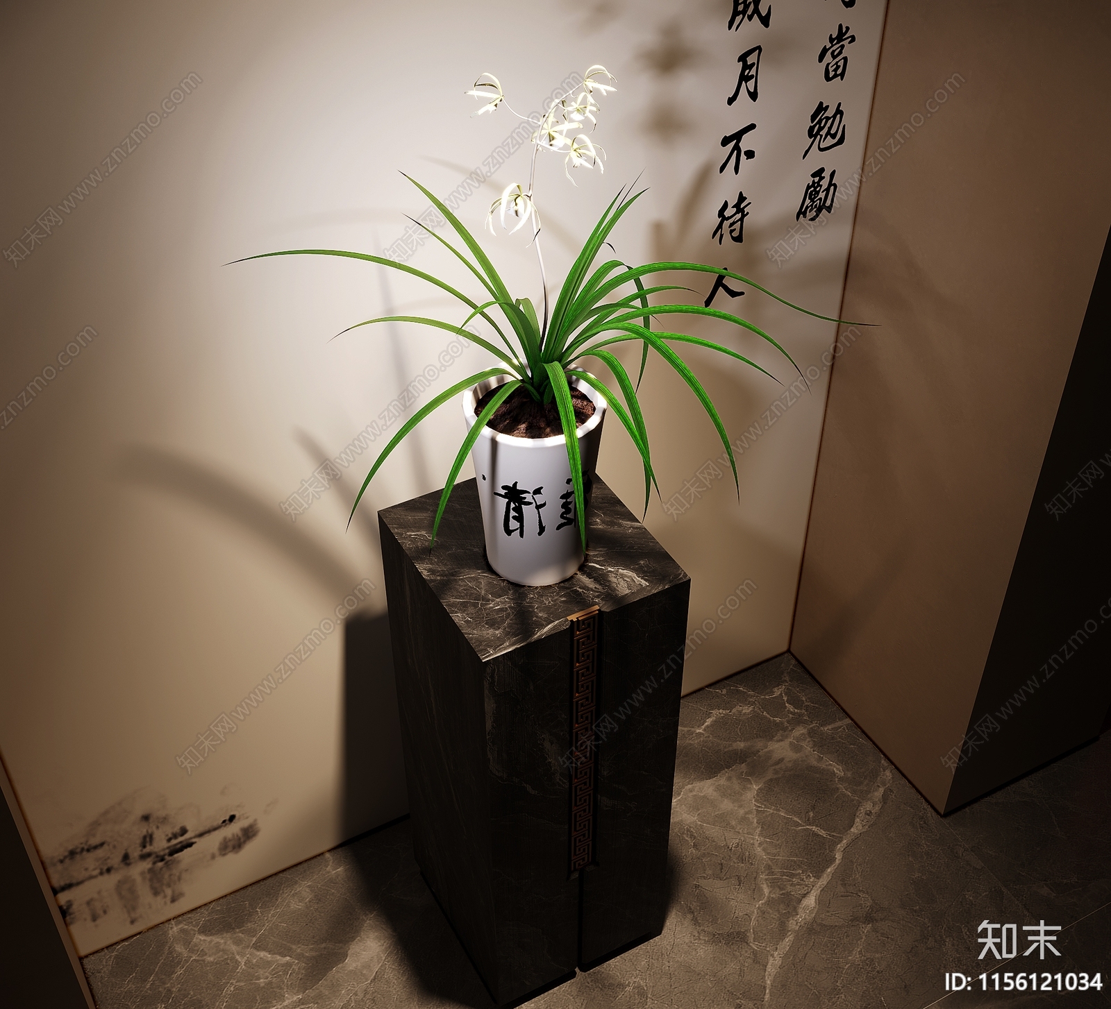 中式兰花花几3D模型下载【ID:1156121034】