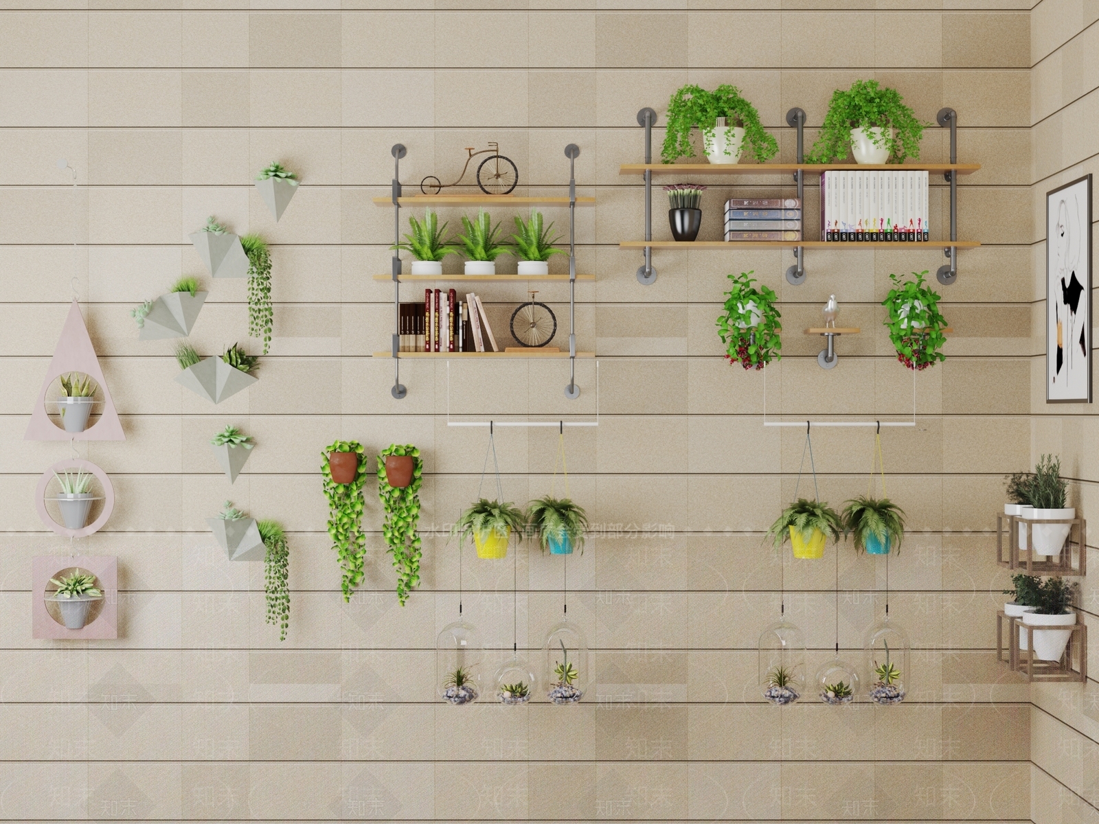 现代吊篮绿植3D模型下载【ID:1156122093】