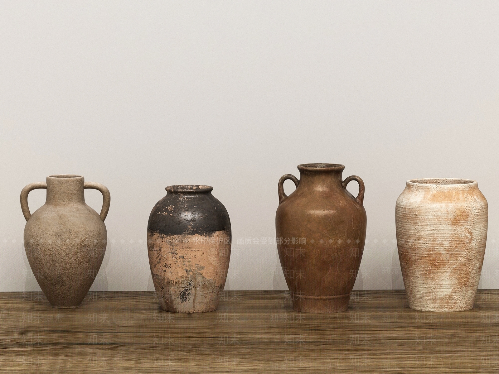 侘寂陶瓷器皿组合SU模型下载【ID:1156121946】