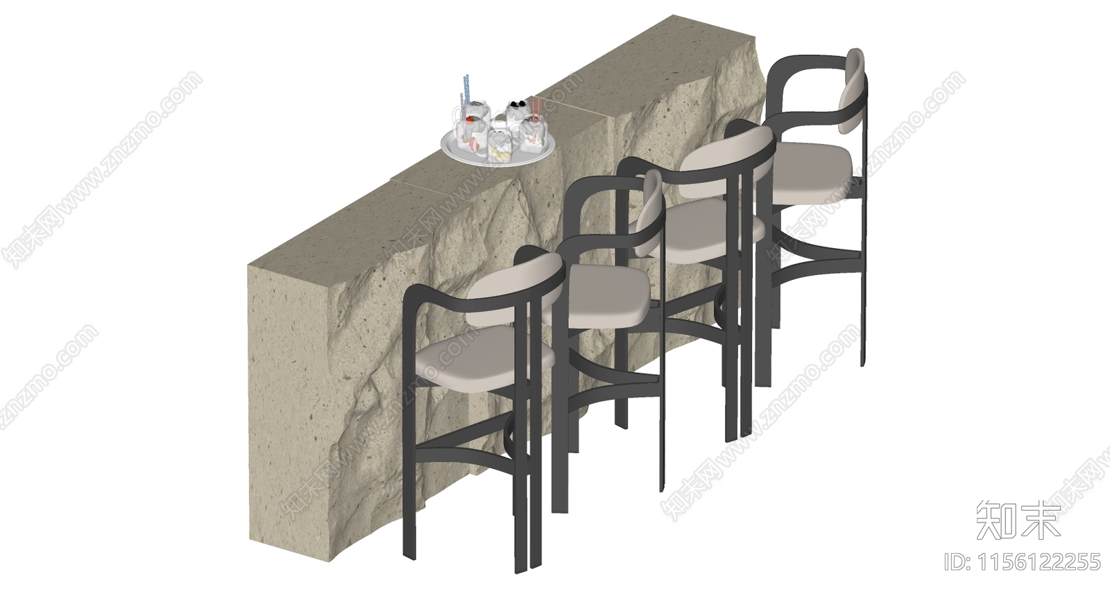 现代吧台吧椅SU模型下载【ID:1156122255】