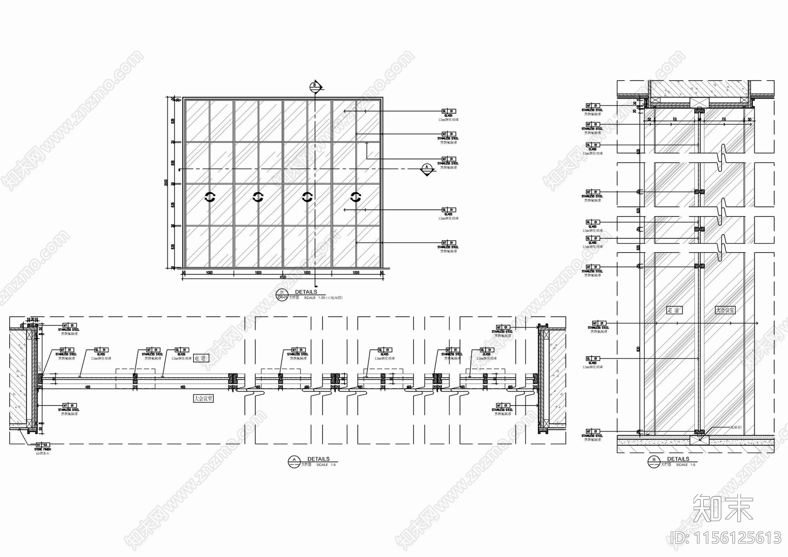 地弹簧玻璃门滑门施工节点详图cad施工图下载【ID:1156125613】