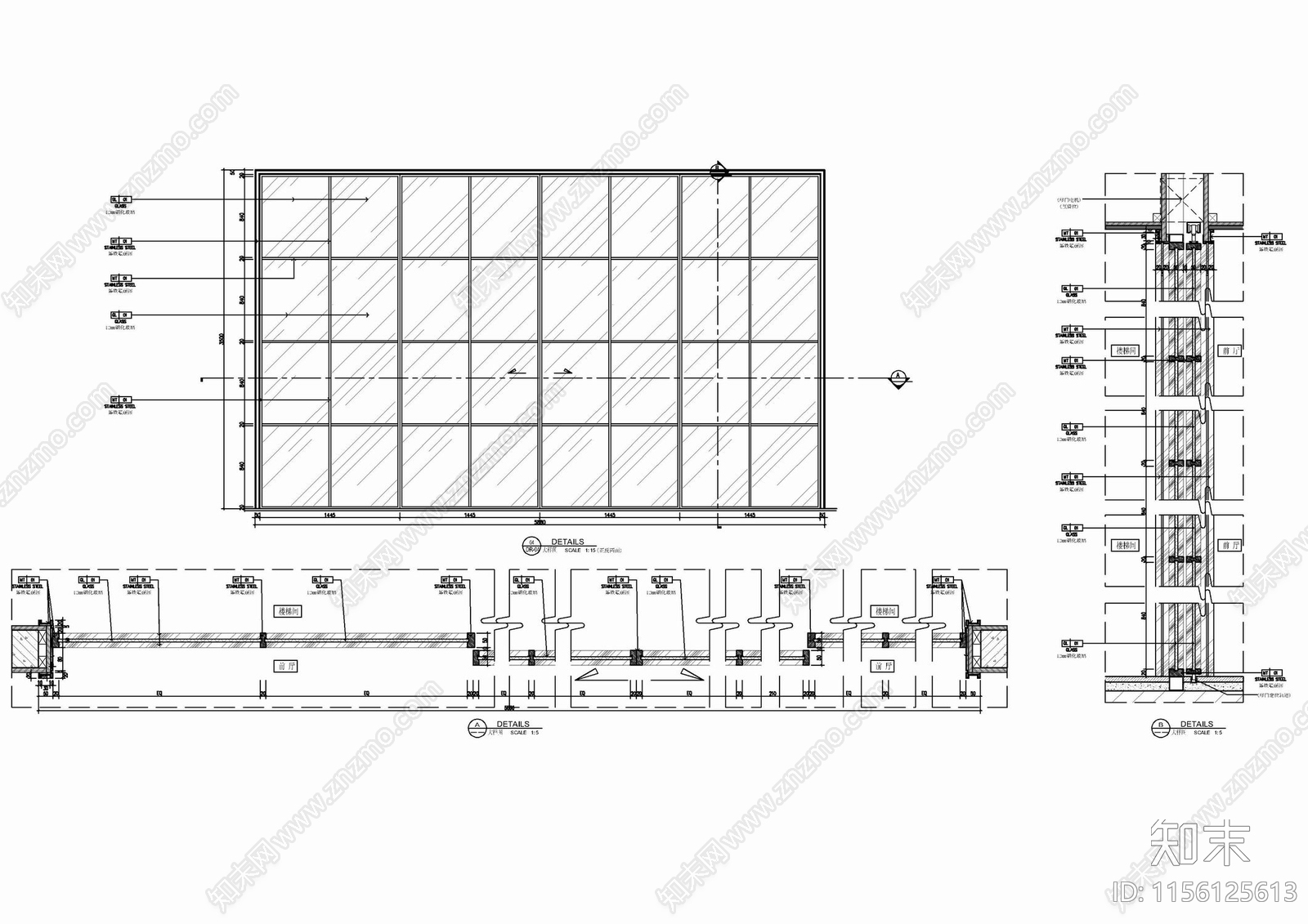 地弹簧玻璃门滑门施工节点详图cad施工图下载【ID:1156125613】