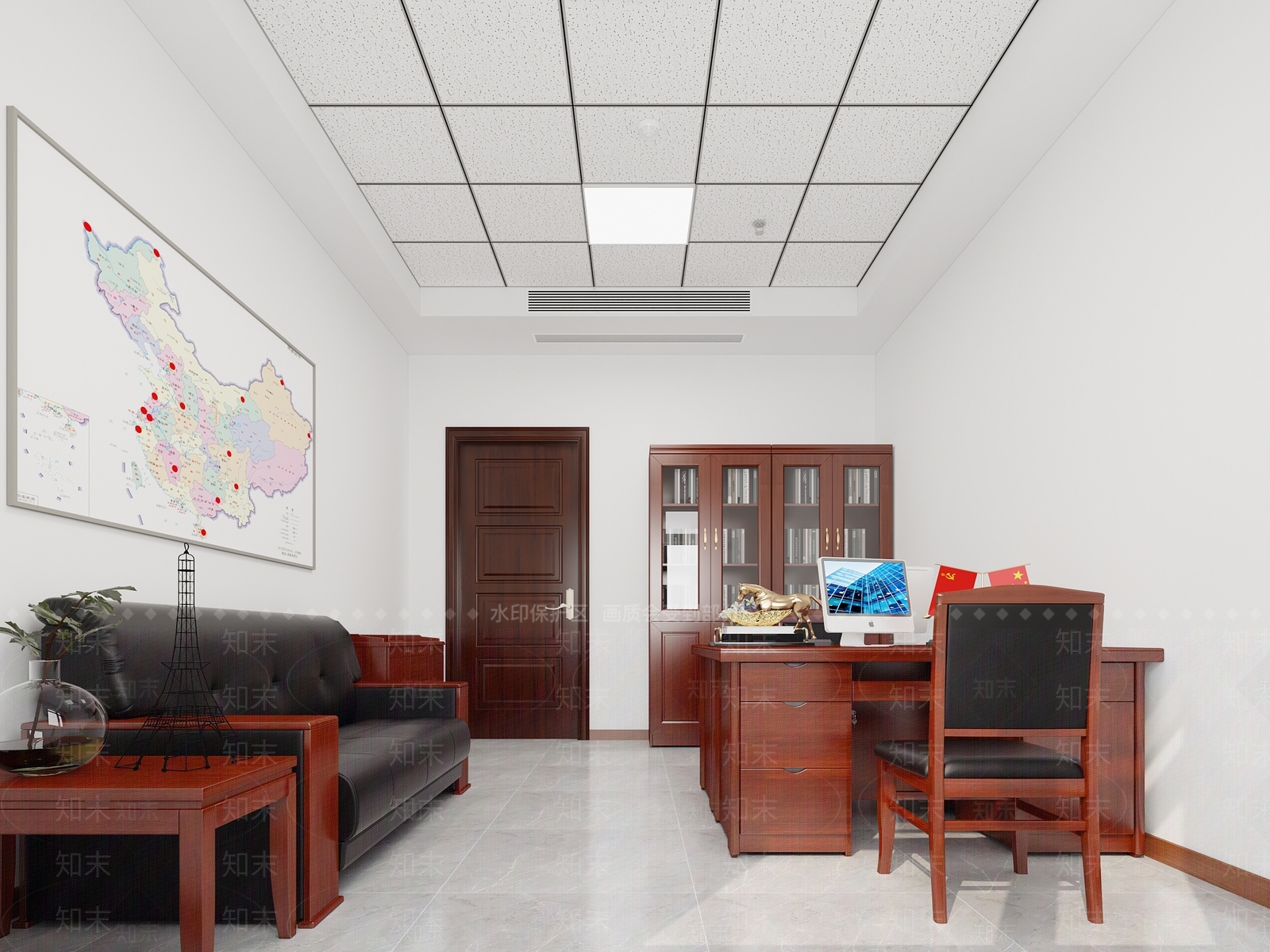 现代政府机关企事业单位办公室3D模型下载【ID:1156125861】