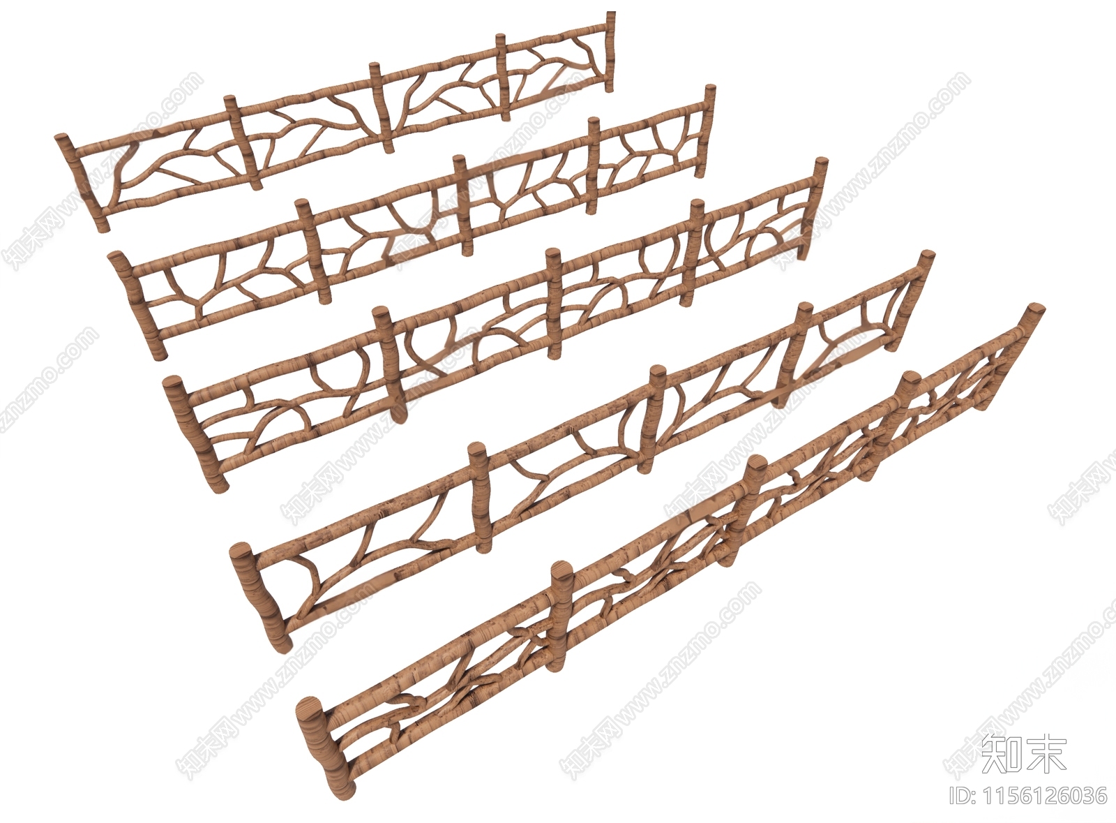 现代仿树藤栏杆3D模型下载【ID:1156126036】