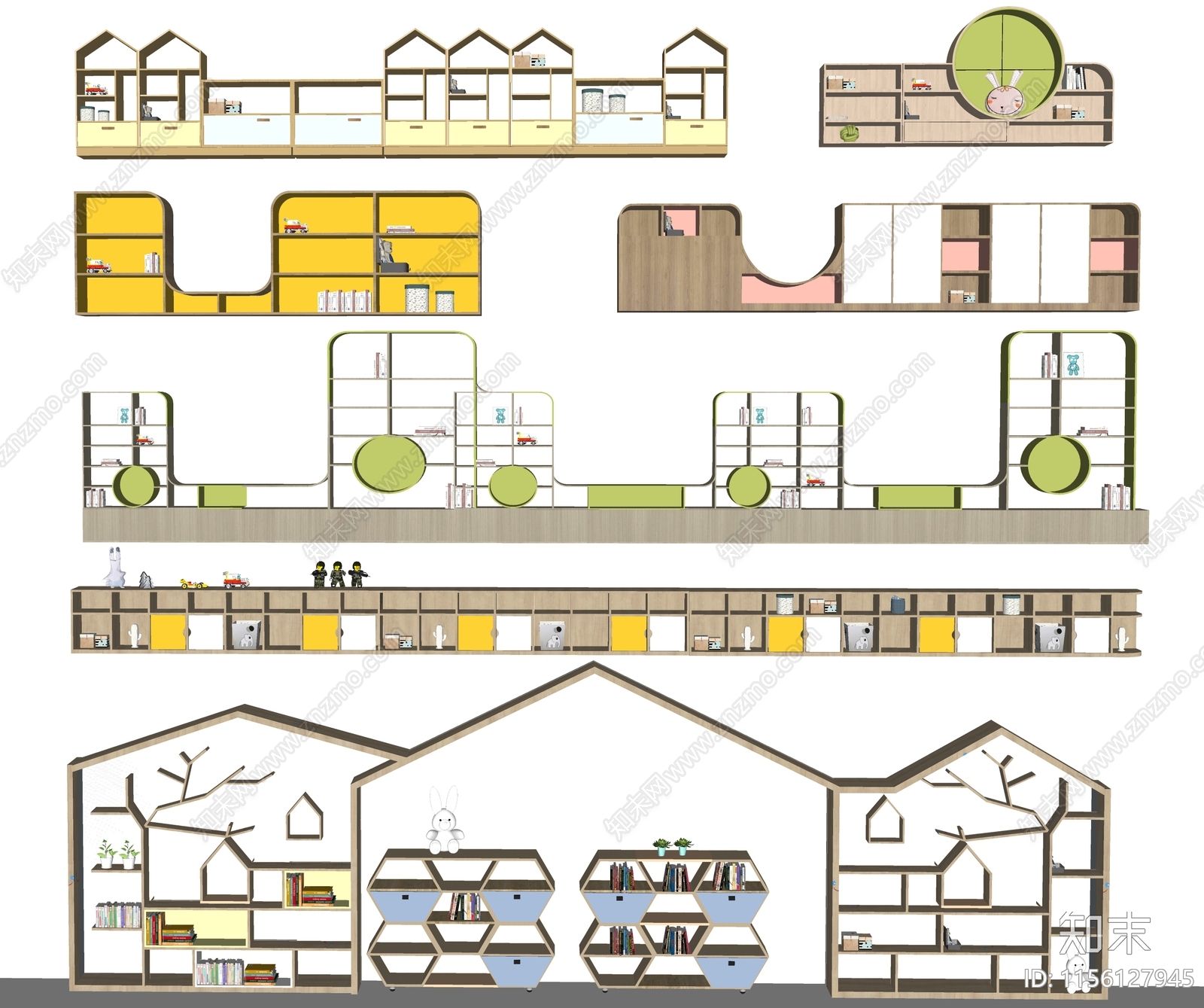 现代儿童书架SU模型下载【ID:1156127945】