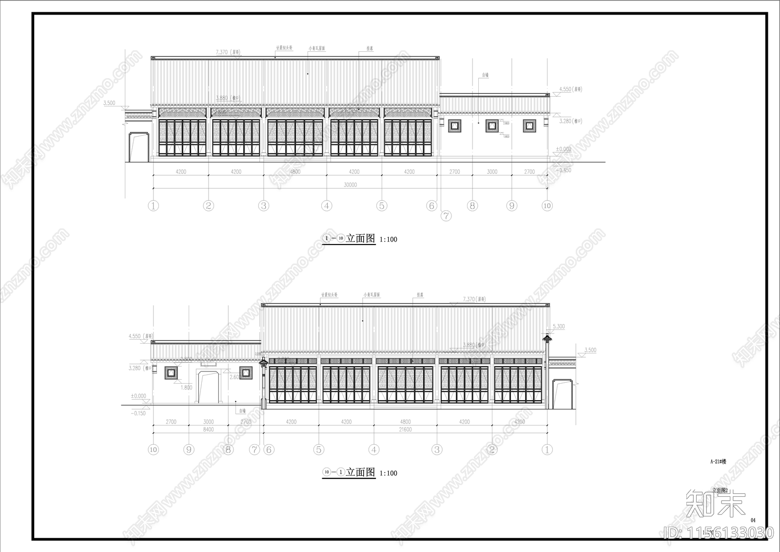 中式古建硬山建筑施工图下载【ID:1156133030】