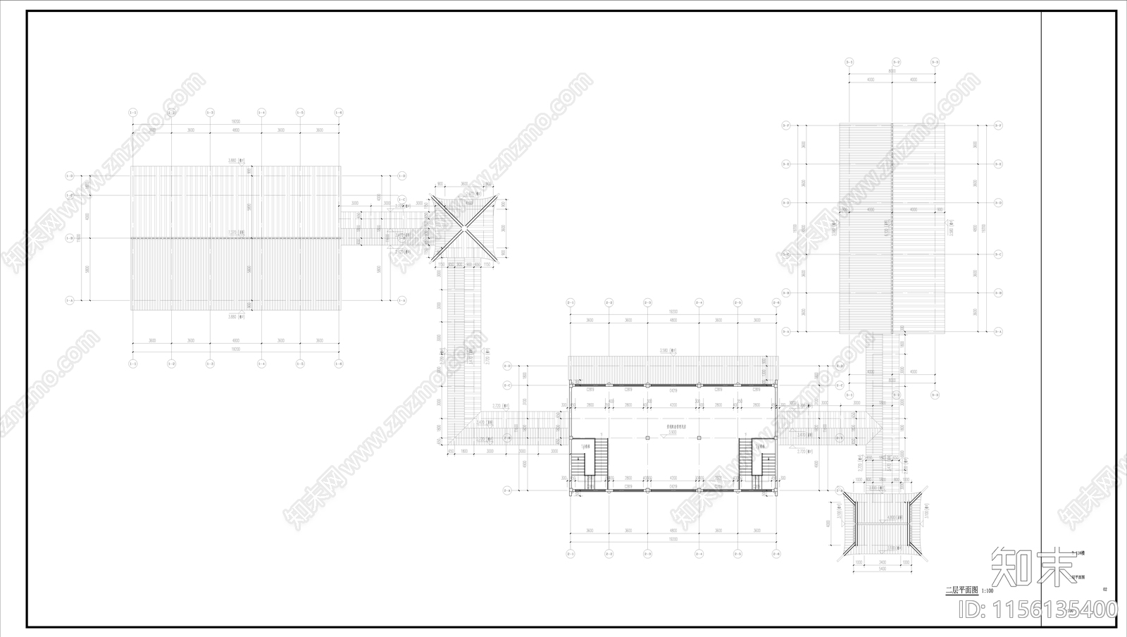 中式古建硬山建筑cad施工图下载【ID:1156135400】