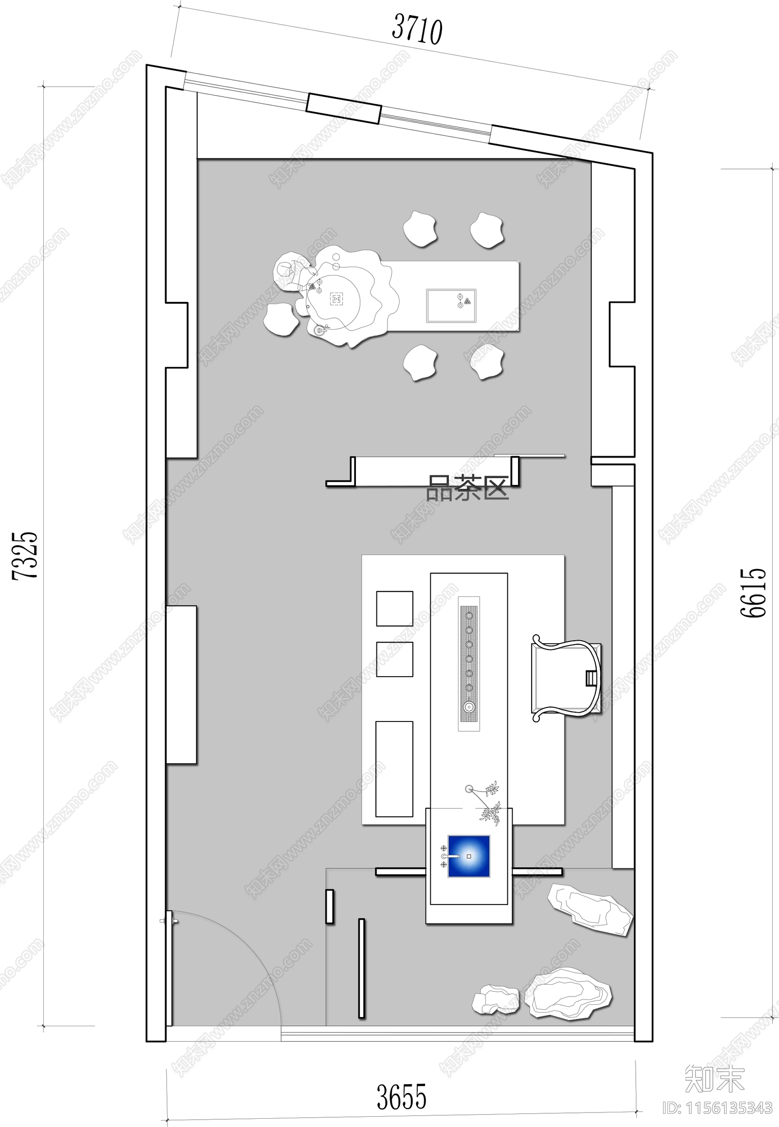 茶叶店茶馆茶室麻将棋牌室平面施工图下载【ID:1156135343】