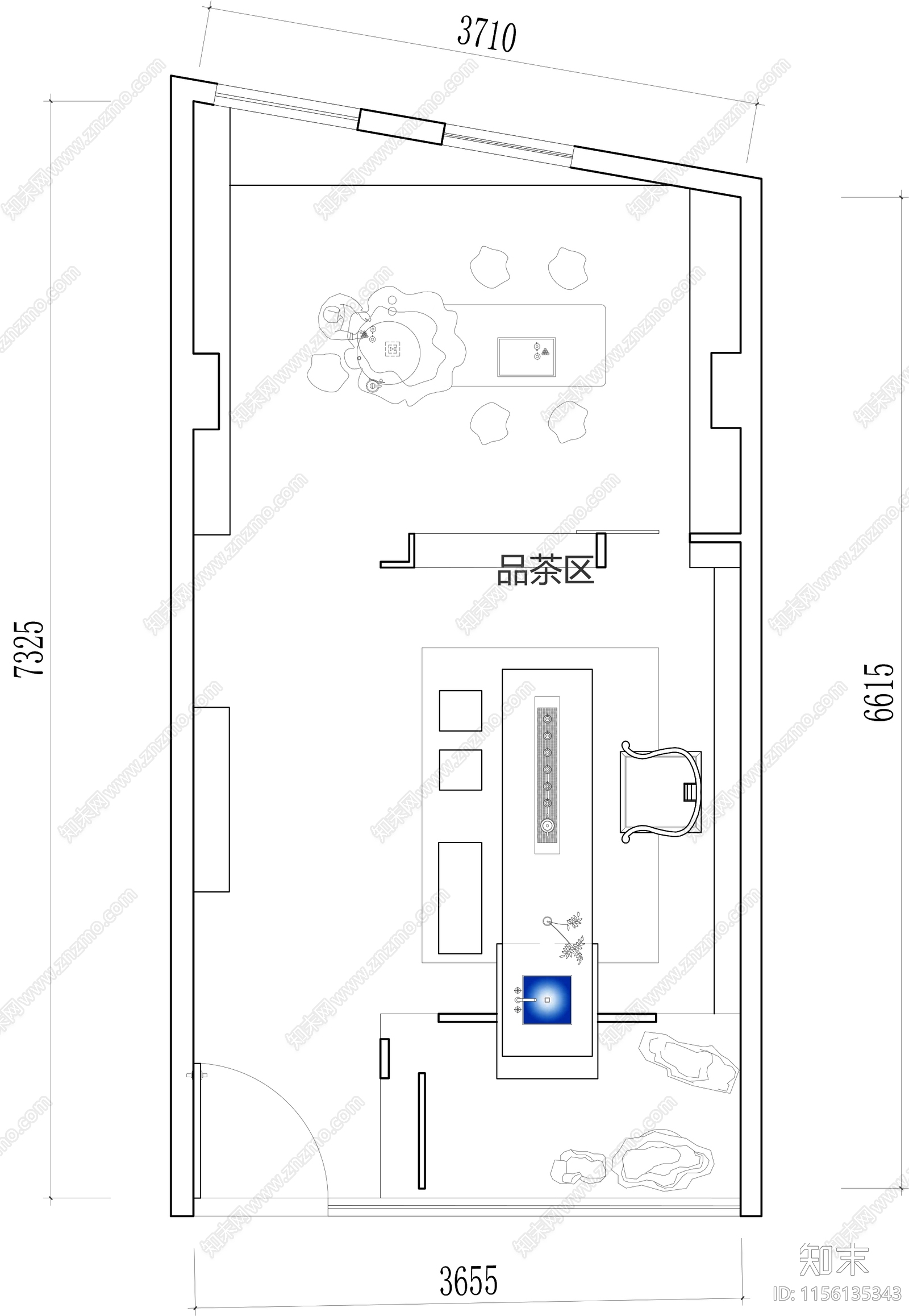 茶叶店茶馆茶室麻将棋牌室平面cad施工图下载【ID:1156135343】