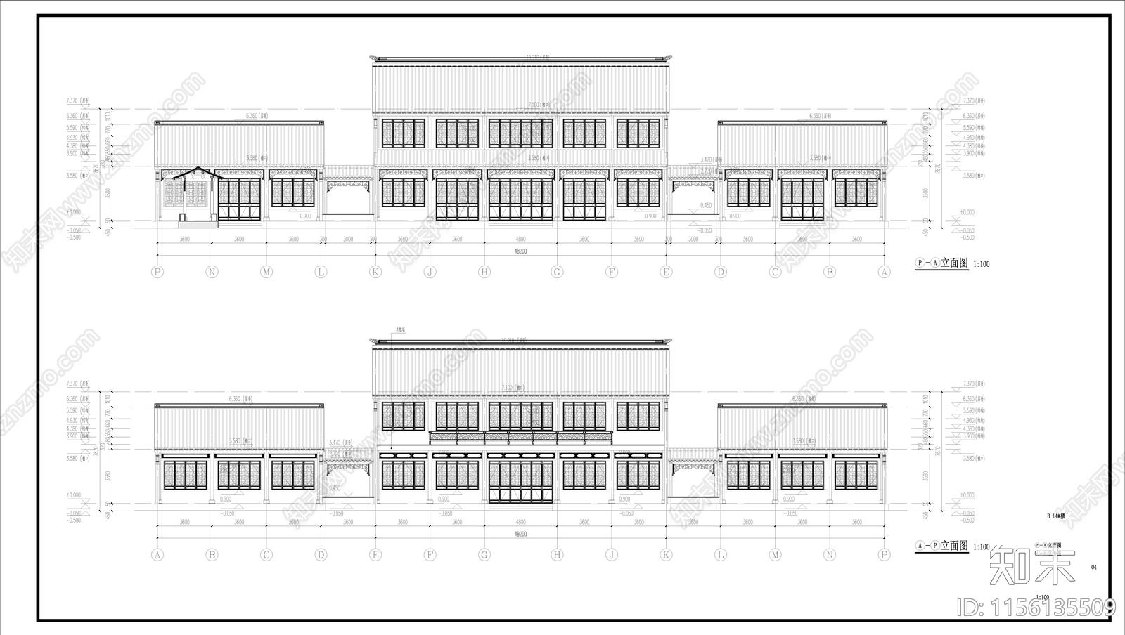 中式古建硬山建筑施工图下载【ID:1156135509】