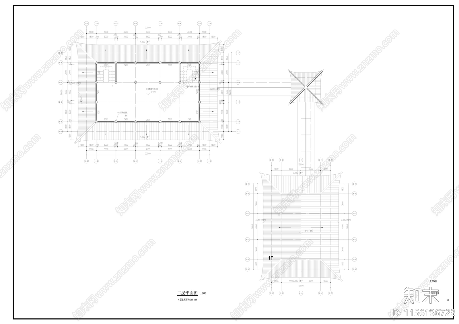 中式古建歇山建筑cad施工图下载【ID:1156136723】