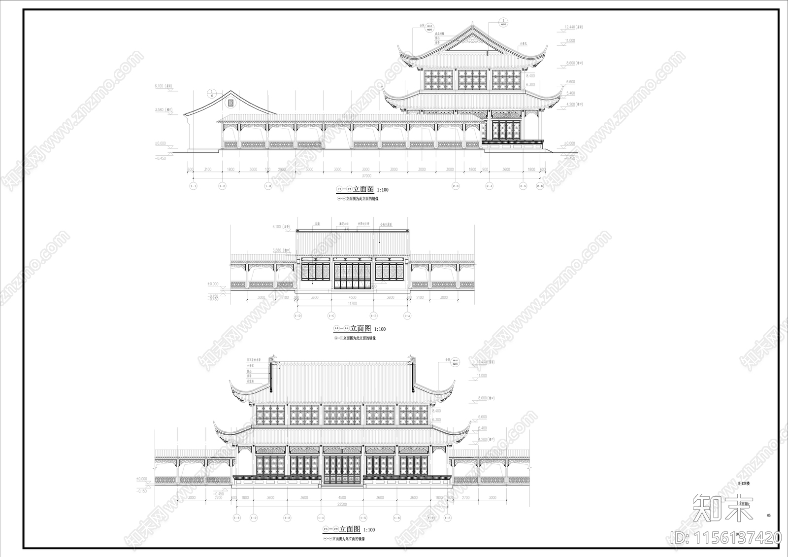 中式古建歇山建筑施工图下载【ID:1156137420】