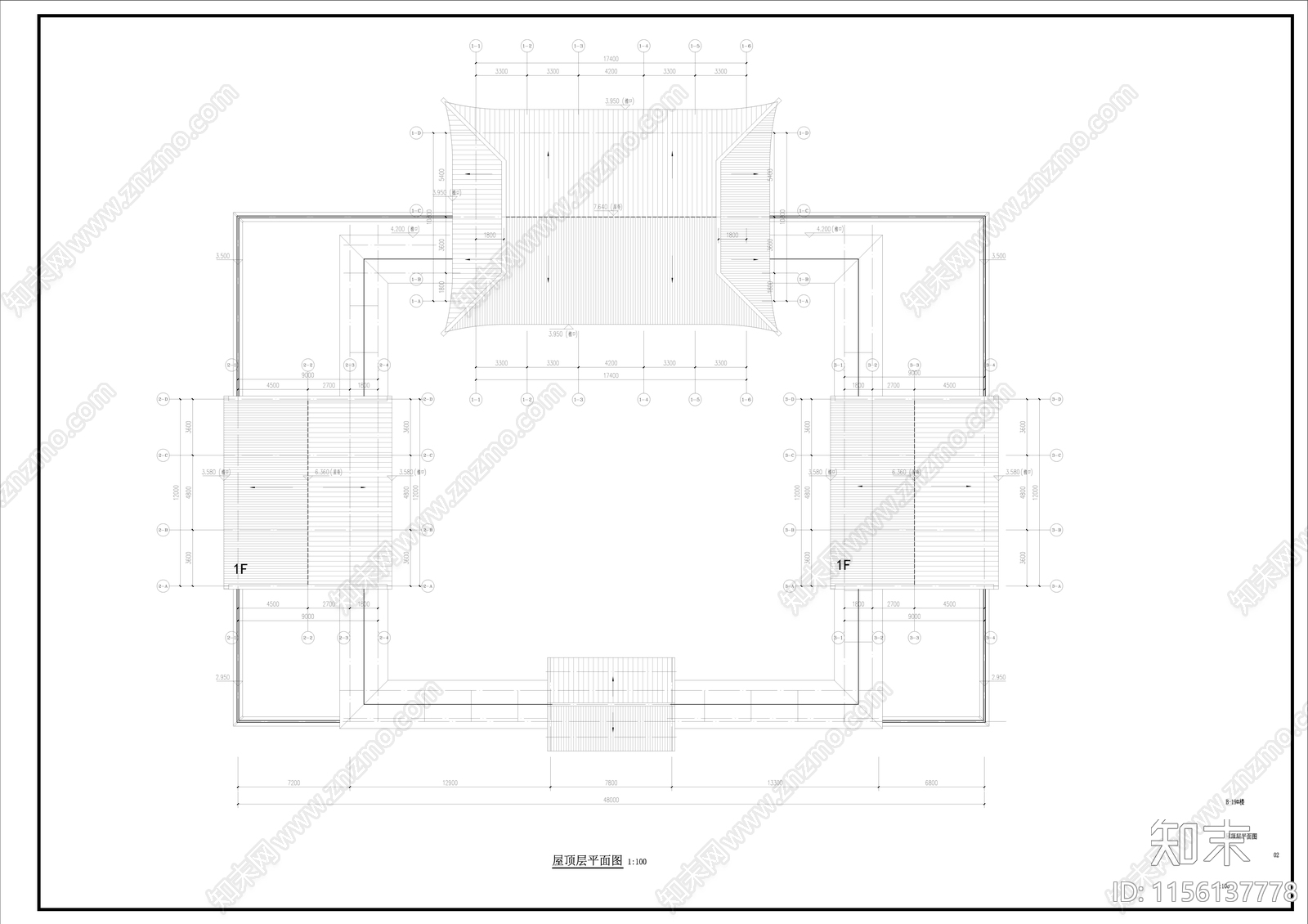 中式古建歇山建筑cad施工图下载【ID:1156137778】