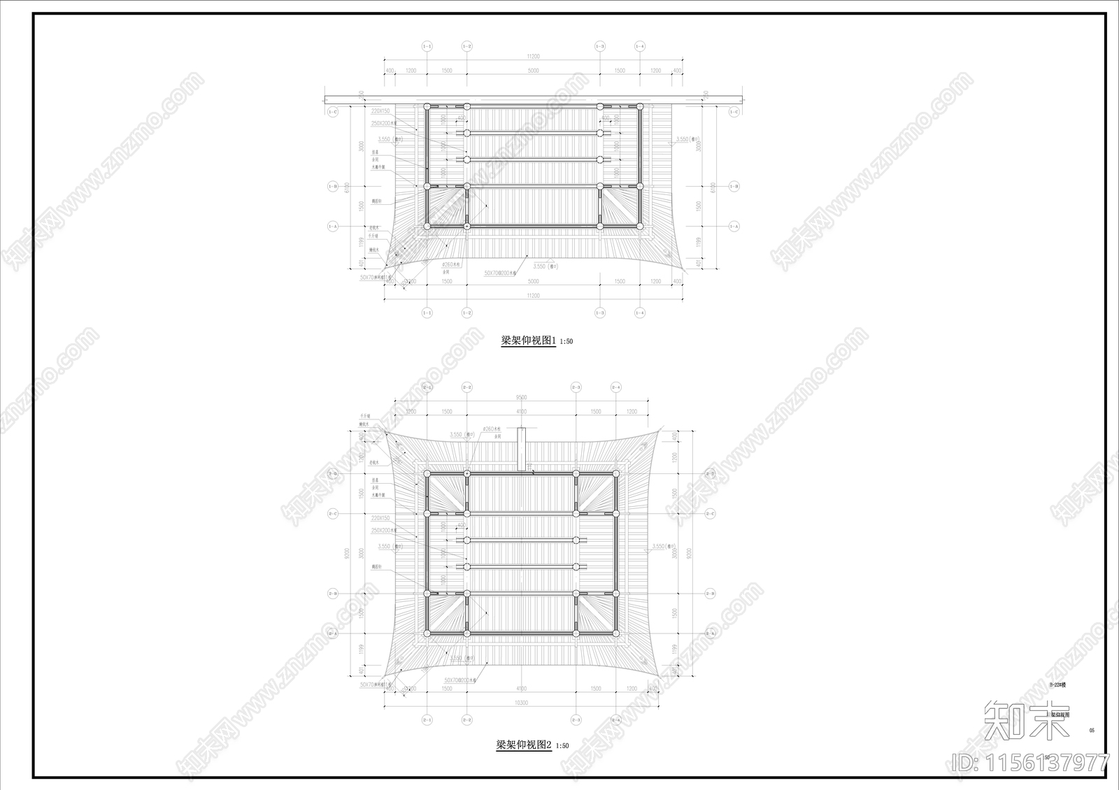 中式古建歇山建筑cad施工图下载【ID:1156137977】