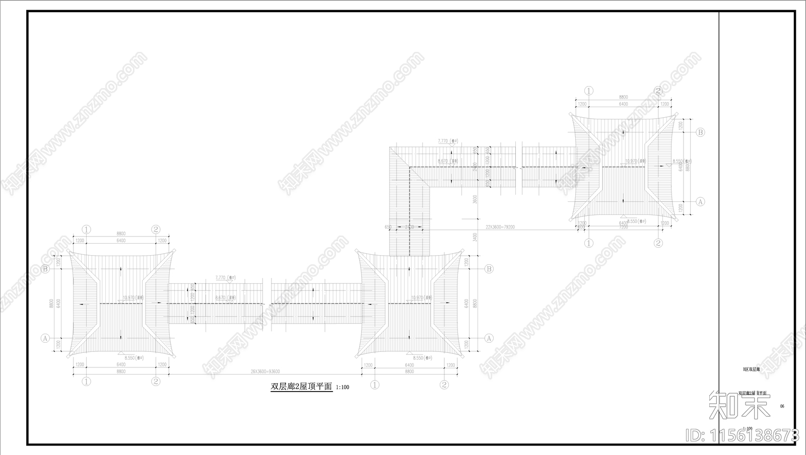 中式歇山古建筑cad施工图下载【ID:1156138673】