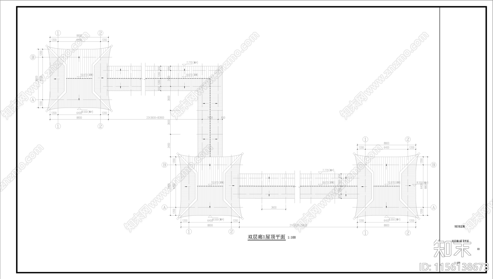 中式歇山古建筑cad施工图下载【ID:1156138673】