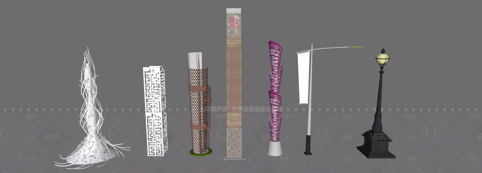 现代景观灯柱SU模型下载【ID:1156141036】