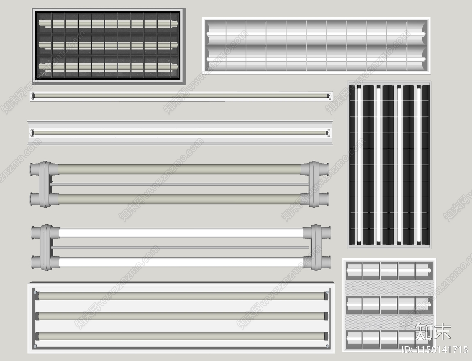 现代格栅灯组合SU模型下载【ID:1156141715】