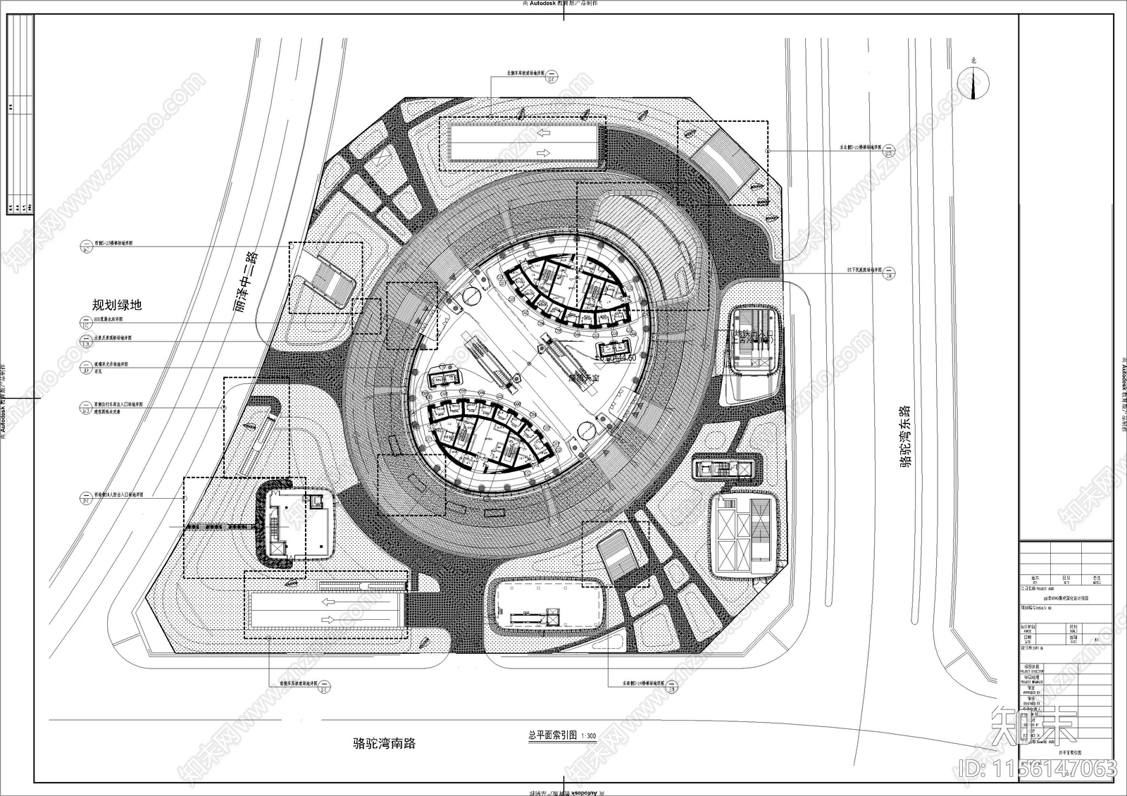 SOHO丽泽商业空间平面图cad施工图下载【ID:1156147063】