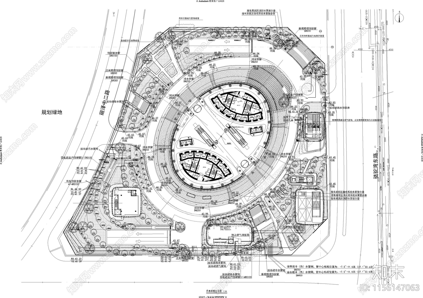 SOHO丽泽商业空间平面图cad施工图下载【ID:1156147063】