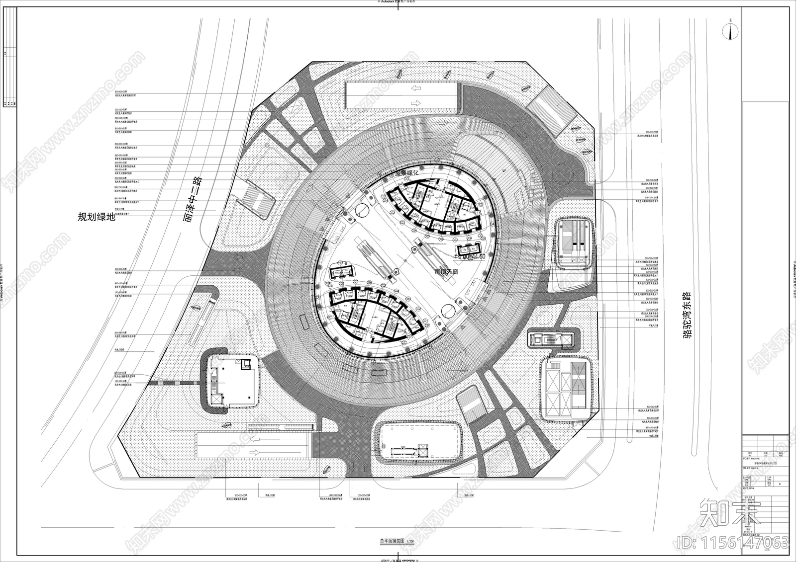 SOHO丽泽商业空间平面图cad施工图下载【ID:1156147063】