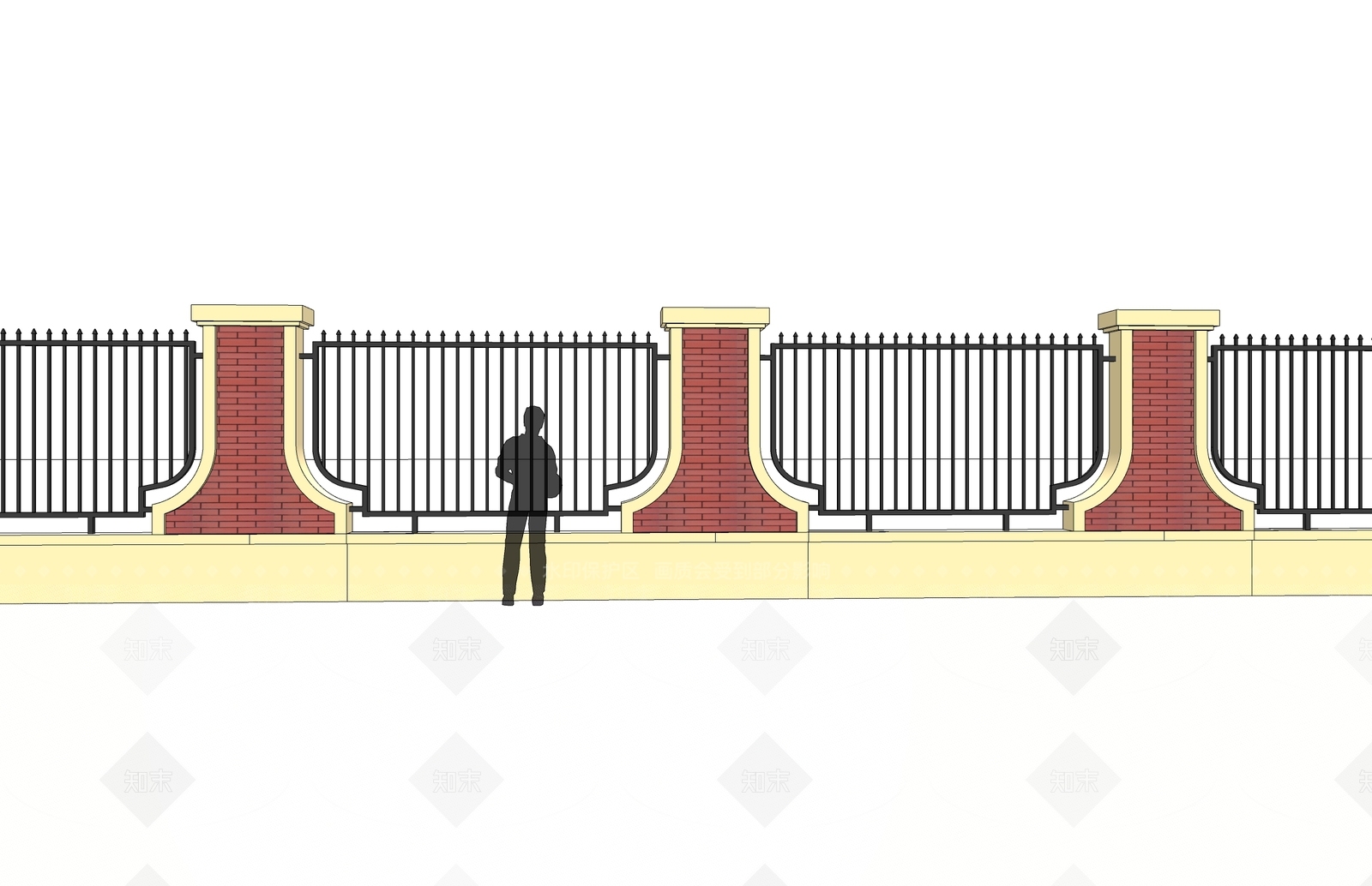 欧式风格幼儿园围墙SU模型下载【ID:1156148838】