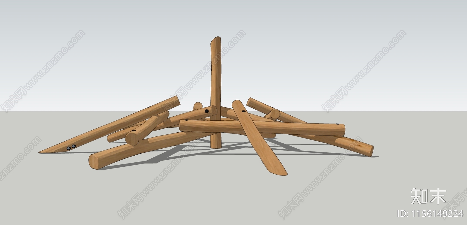 原木爬行金字塔SU模型下载【ID:1156149224】