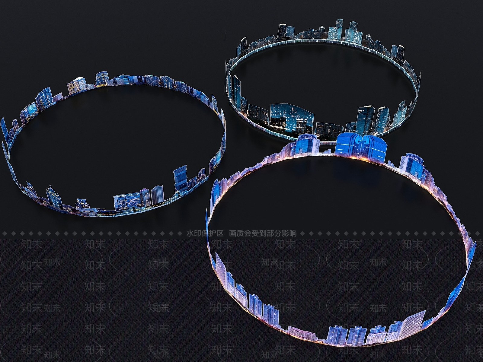 现代夜景背建筑贴图3D模型下载【ID:1156151558】